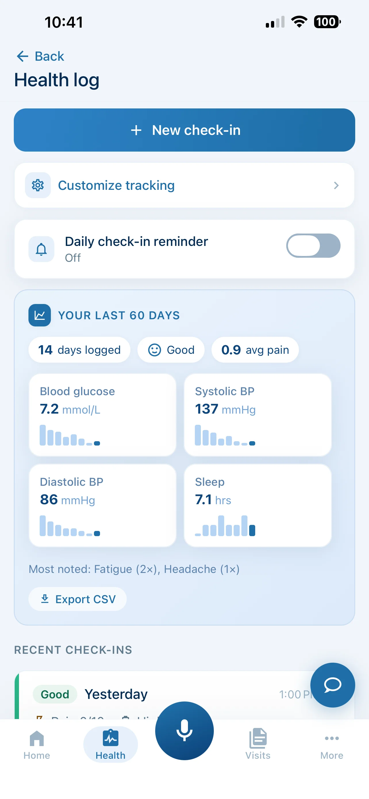 Daily check-in